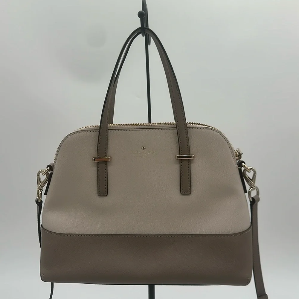 Kate Spade Cedar Street Maise Leather Shoulder Bag Cream Muted Gray w/ SH Strap